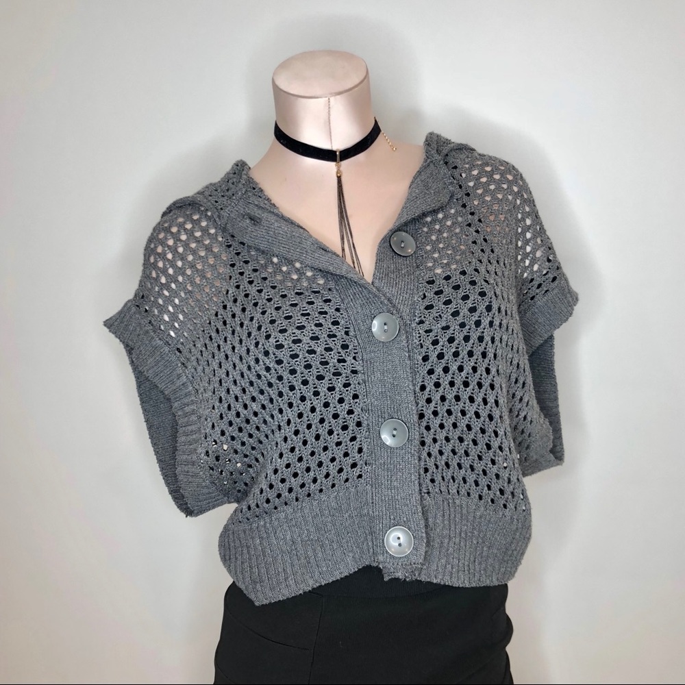 👽 Knitted Fishnet Batwing Hoodie